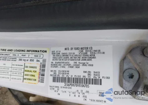 2015 Ford Fusion Se from USA, damaged, VIN 3FA6P0H70FR104705